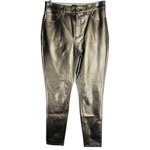 Express Jeans Metallic High Waisted Gold Faux Leather Skinny Pants Copper size 8